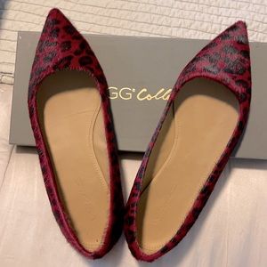 Ugg red animal print flats